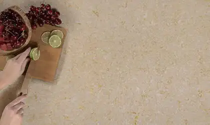 Image of installed Q Quartz Solare Quartz countertops