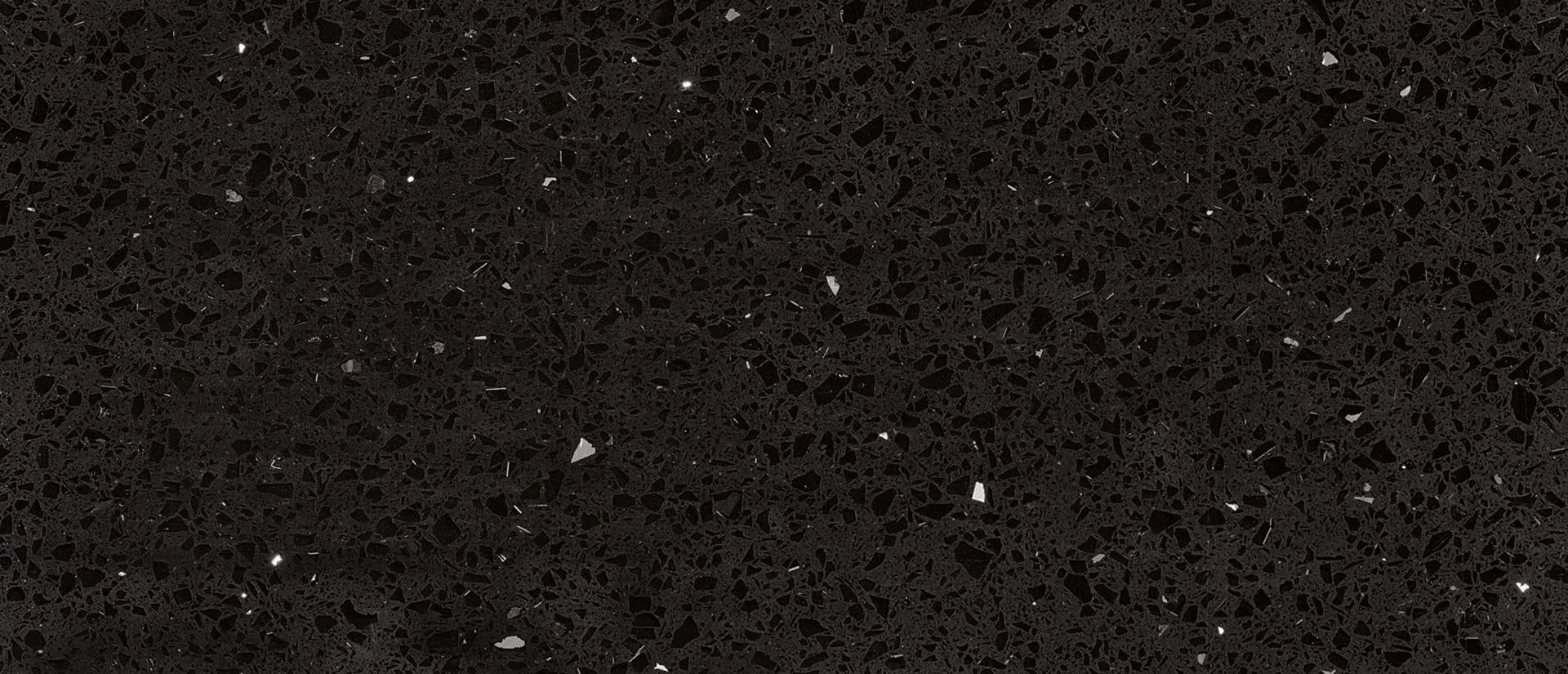 Closeup image of Q Quartz Sparkling Black Quartz countertop slab