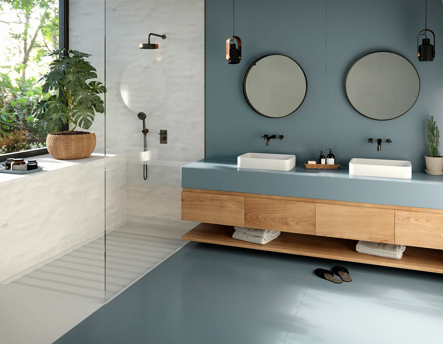 Image of installed Silestone Cala Blue Grey Quartz countertops