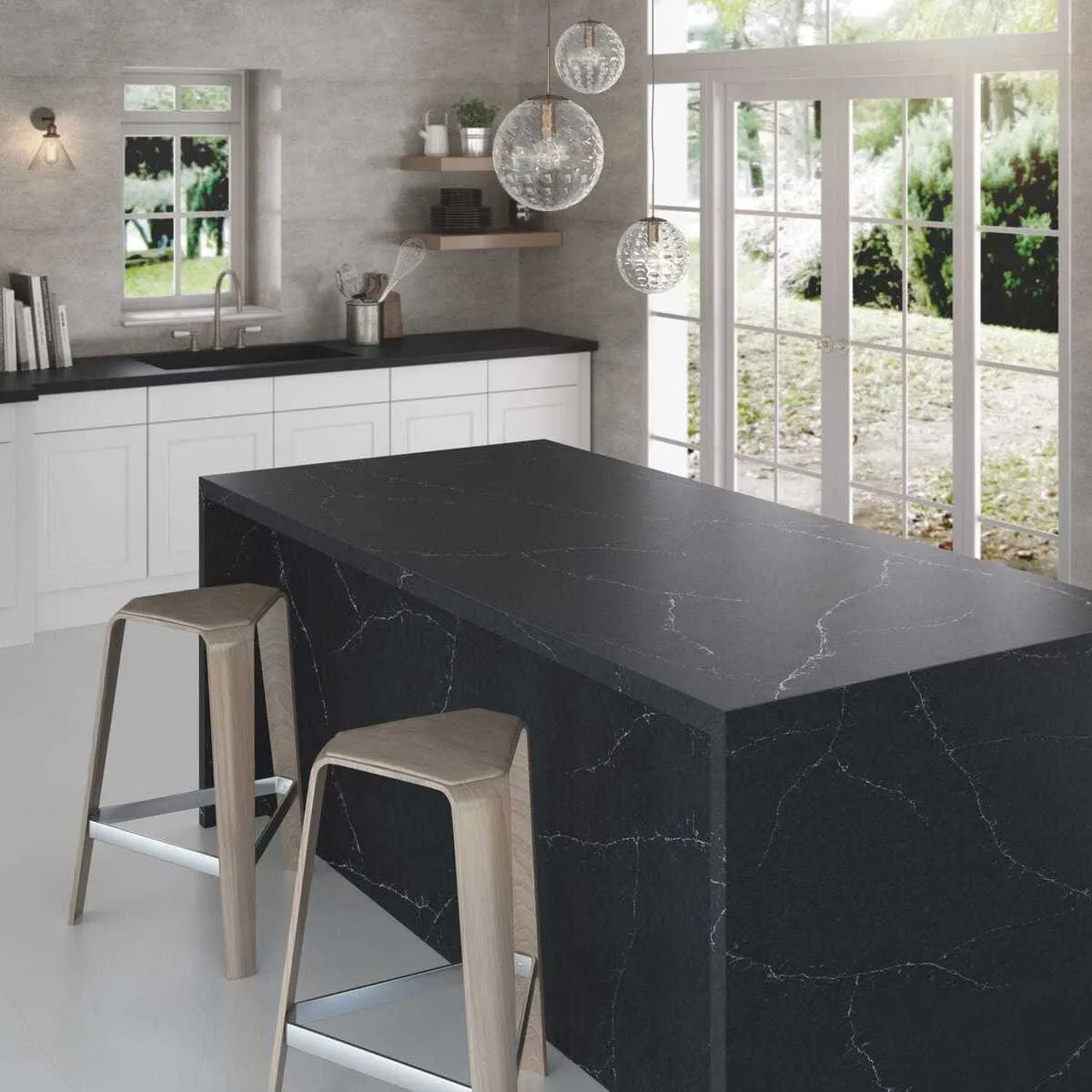 Image of installed Silestone Charcoal Soapstone Quartz countertops
