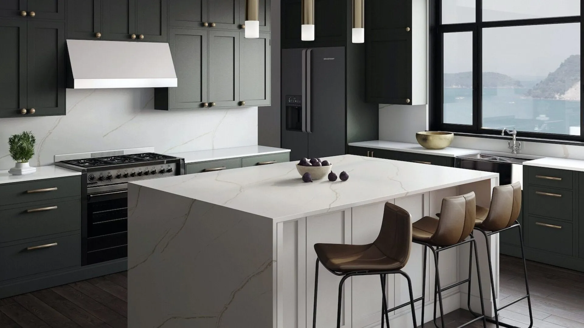 Image of installed Silestone Eternal Dor White Quartz countertops