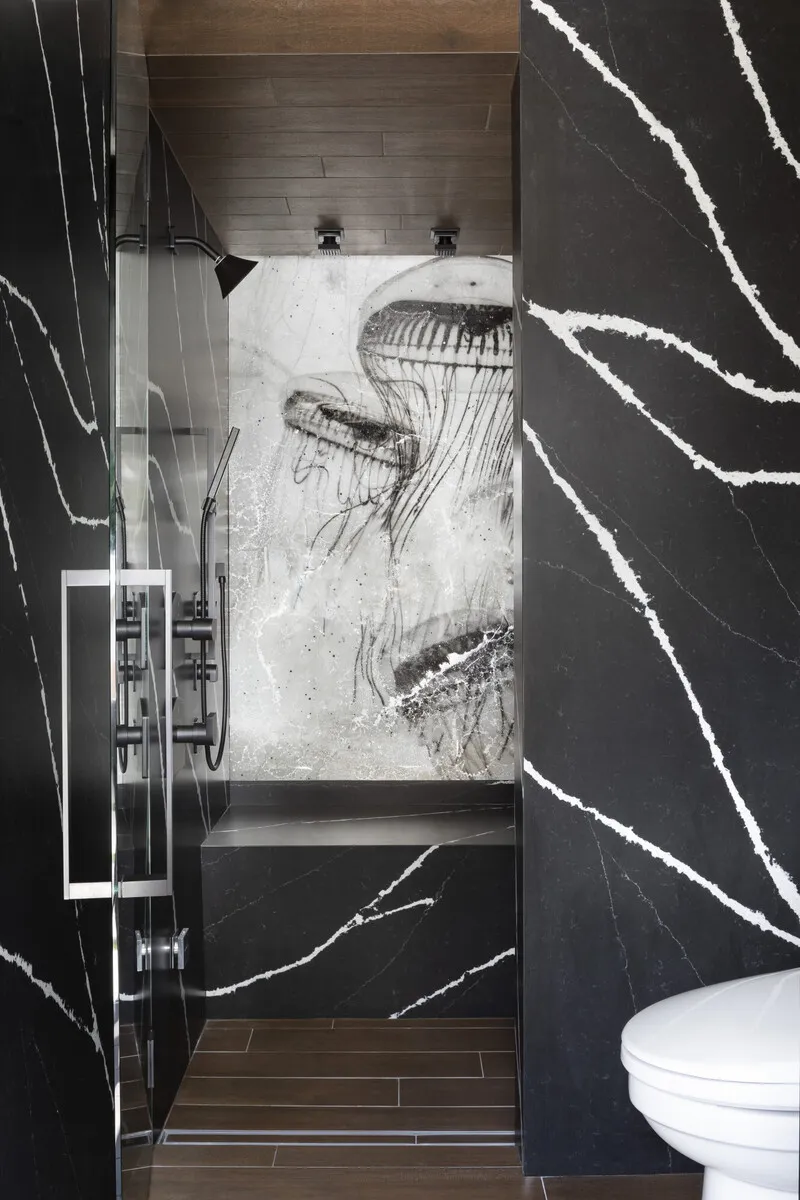 Image of installed Silestone Eternal Marquina Quartz countertops