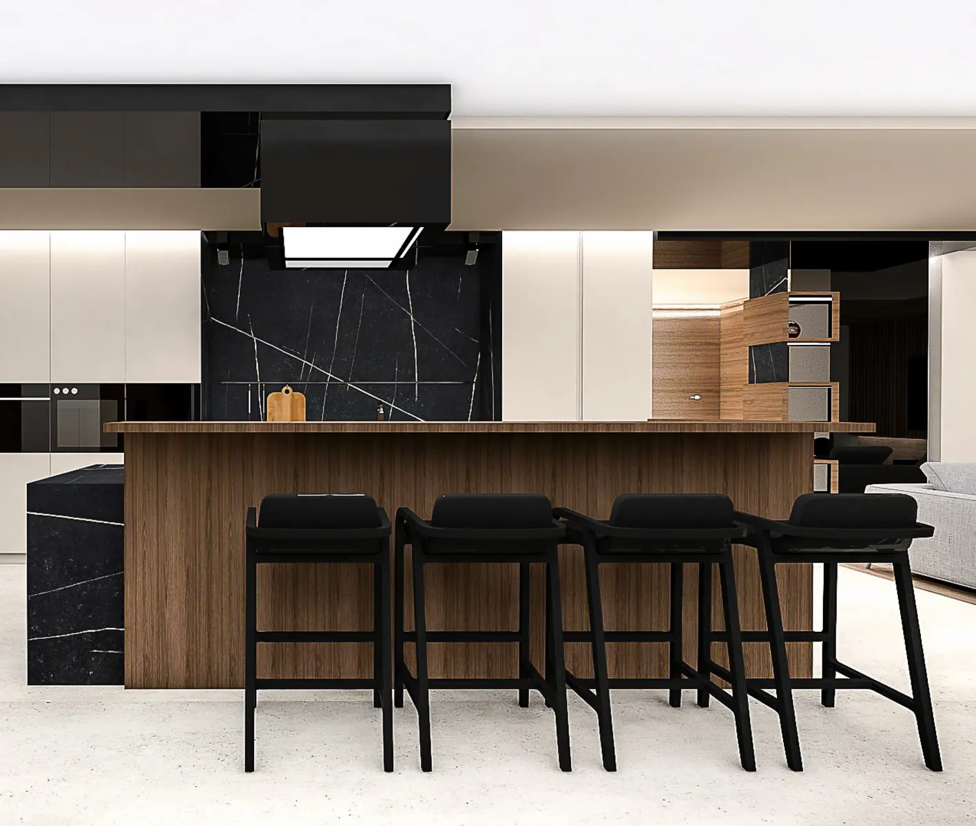 Image of installed Silestone Eternal Noir Quartz countertops