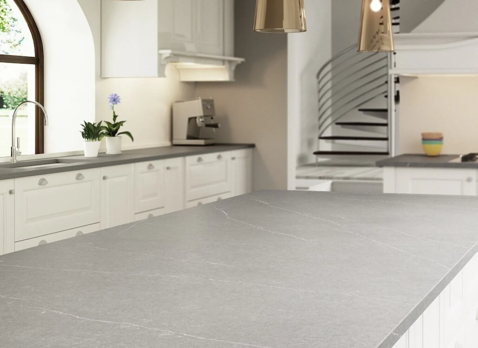 Image of installed Silestone Eternal Serena Quartz countertops