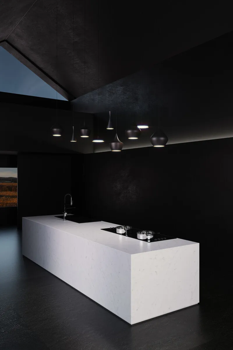 Image of installed Silestone Eternal Statuario White Quartz countertops