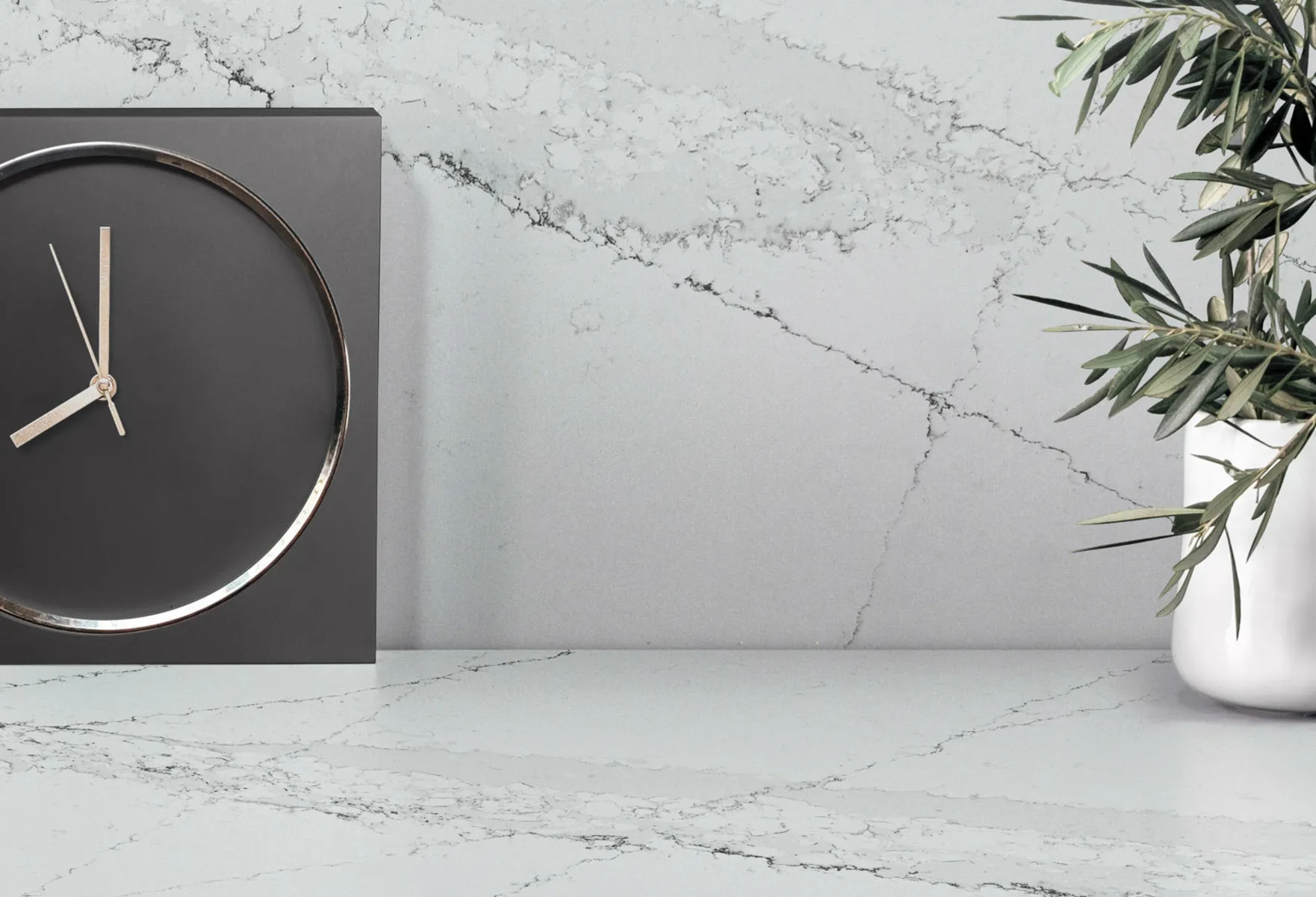 Image of installed Silestone Ethereal Haze White Quartz countertops