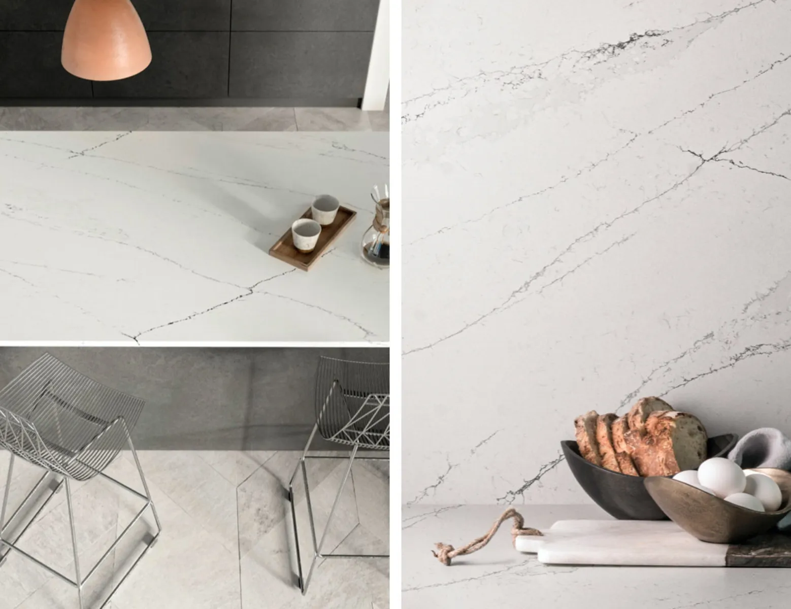 Image of installed Silestone Ethereal Noctis White Quartz countertops
