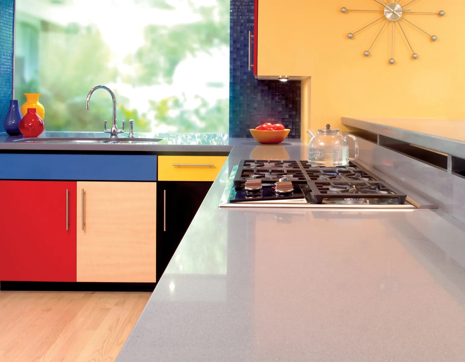 Image of installed Silestone Grey Expo Quartz countertops