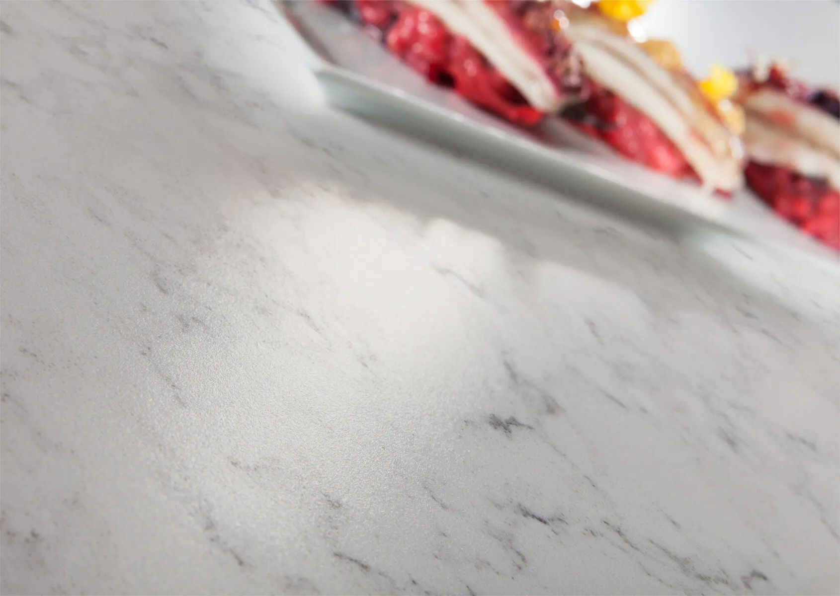 Image of installed Silestone Helix White Quartz countertops