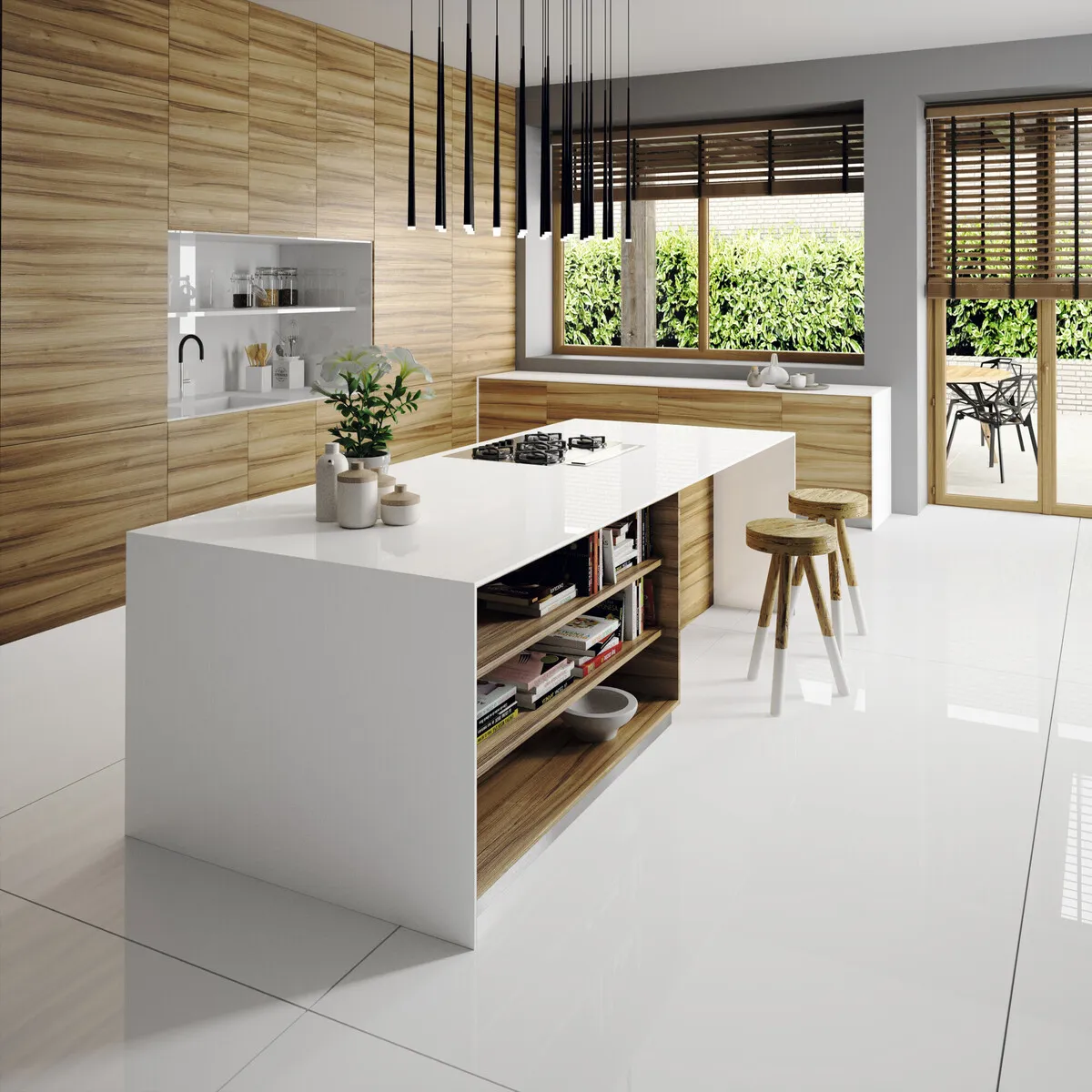 Image of installed Silestone Iconic White Quartz countertops