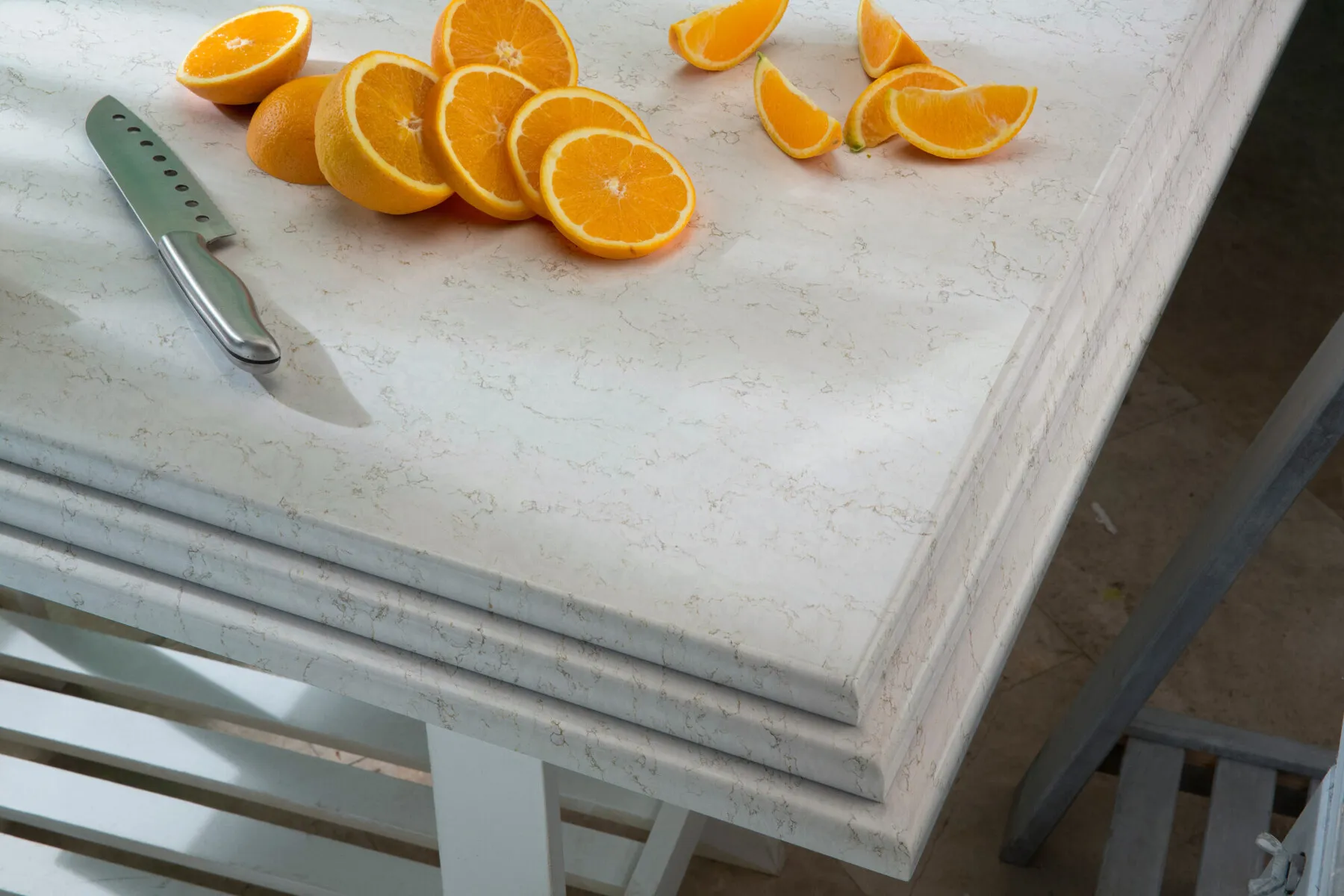 Image of installed Silestone Lusso White Quartz countertops