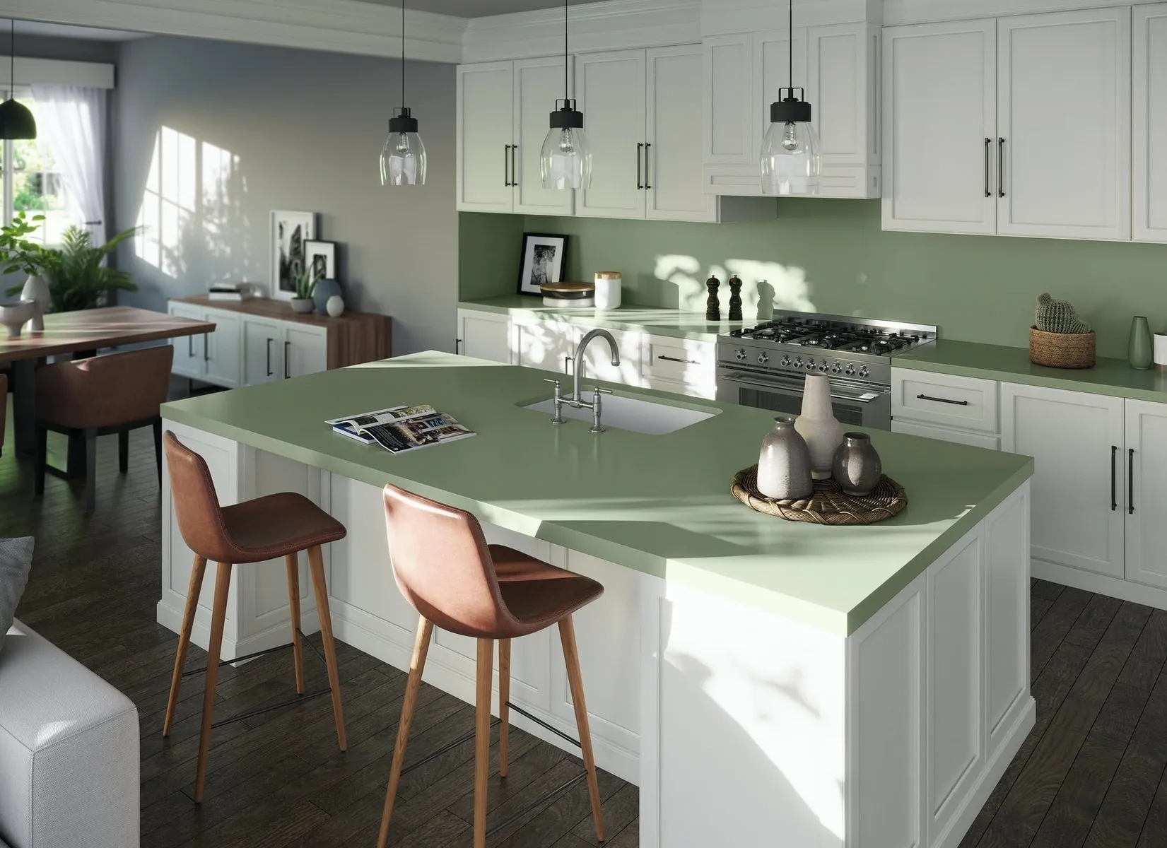 Additional image of Silestone Posidonia Green Quartz countertops