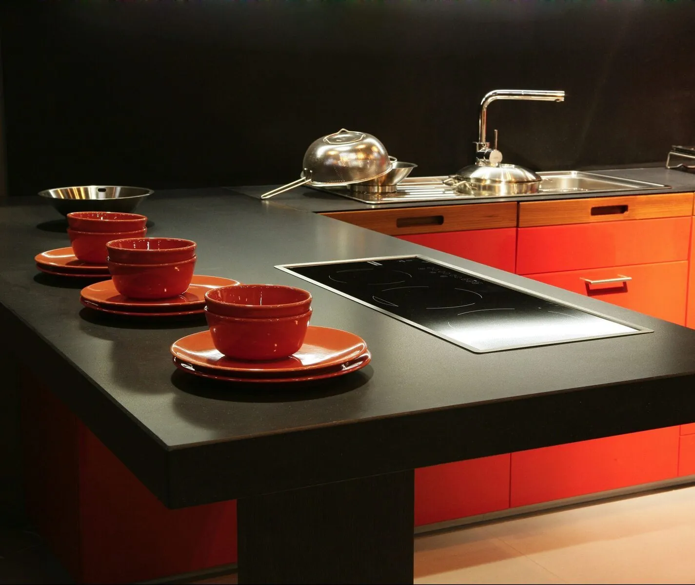 Image of installed Silestone Tebas Black Quartz countertops