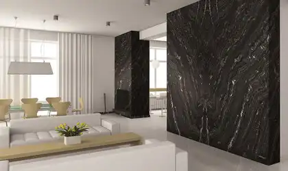 Image of installed Agatha Black Granite countertops