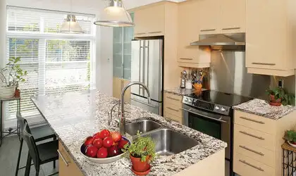 Image of installed Bianco Antico Grey Granite countertops