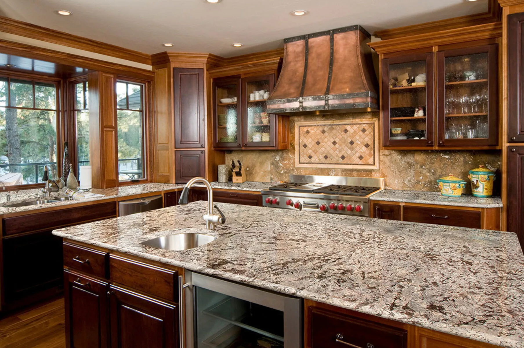 Image of installed Bianco Antico Grey Granite countertops