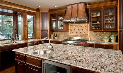 Image of installed Bianco Antico Grey Granite countertops