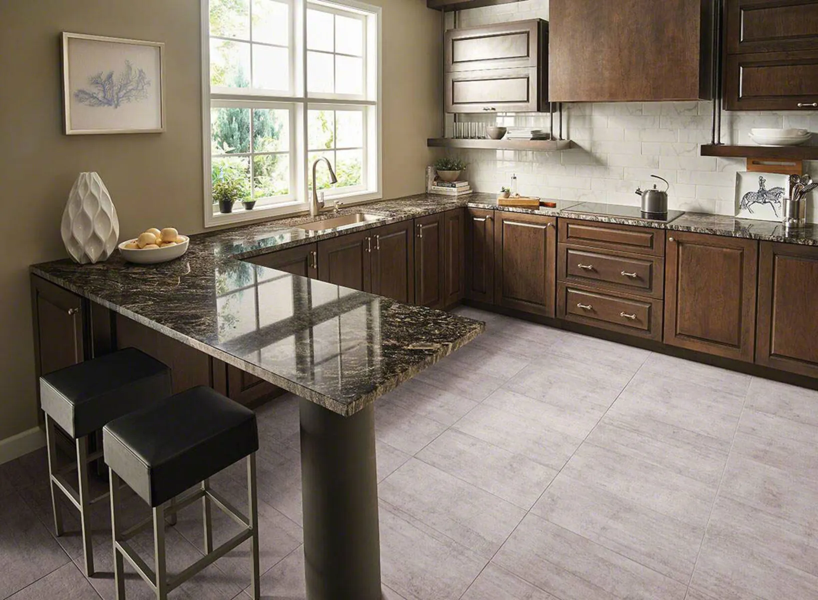 Image of installed Black Forest Granite countertops