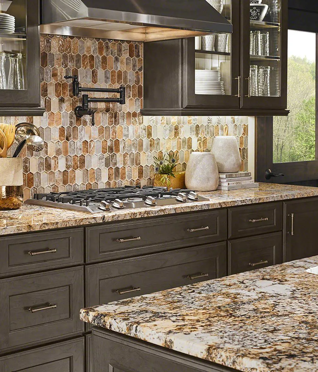 Image of installed Caravelas Gold Brown Granite countertops