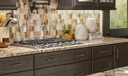 Image of installed Caravelas Gold Brown Granite countertops