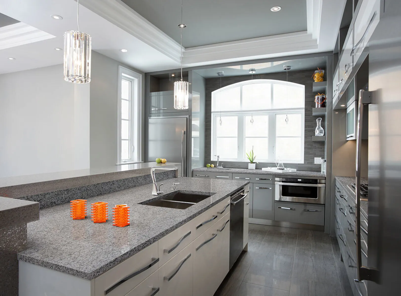 Image of installed Ceara White Grey Granite countertops