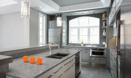 Image of installed Ceara White Grey Granite countertops