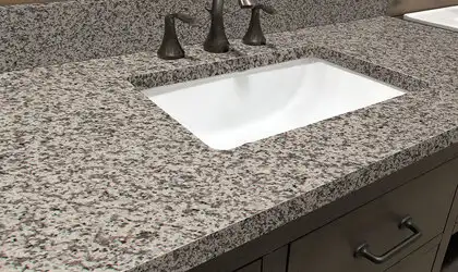 Image of installed Crema Atlantico Grey Granite countertops