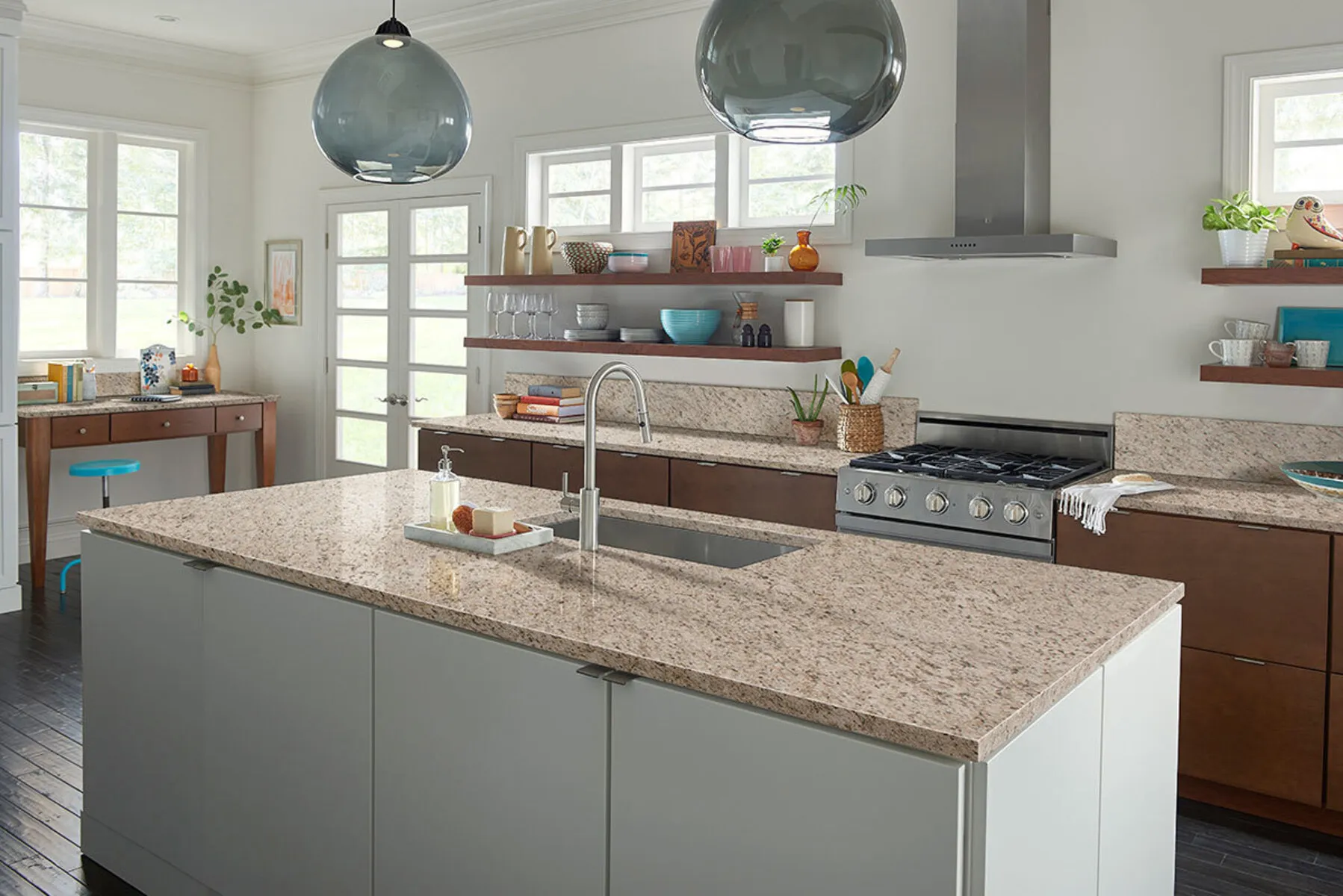 Image of installed Giallo Ornamental Brown Granite countertops