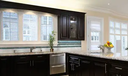 Image of installed Moon White Grey Granite countertops