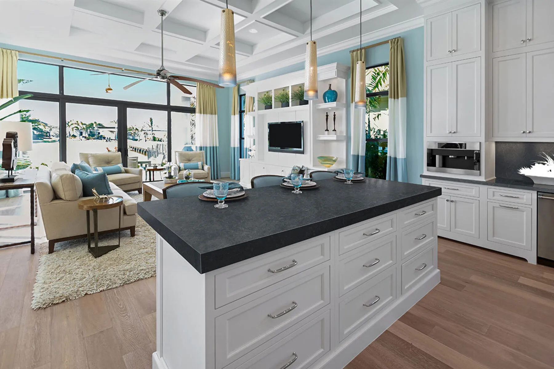 Image of installed Nero Mist Granite countertops