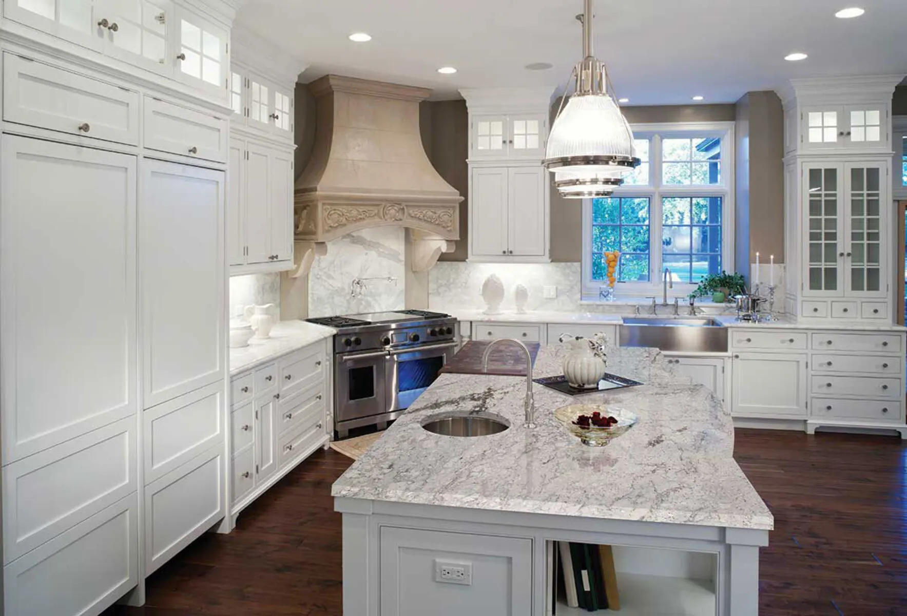 Image of installed New River White Grey Granite countertops