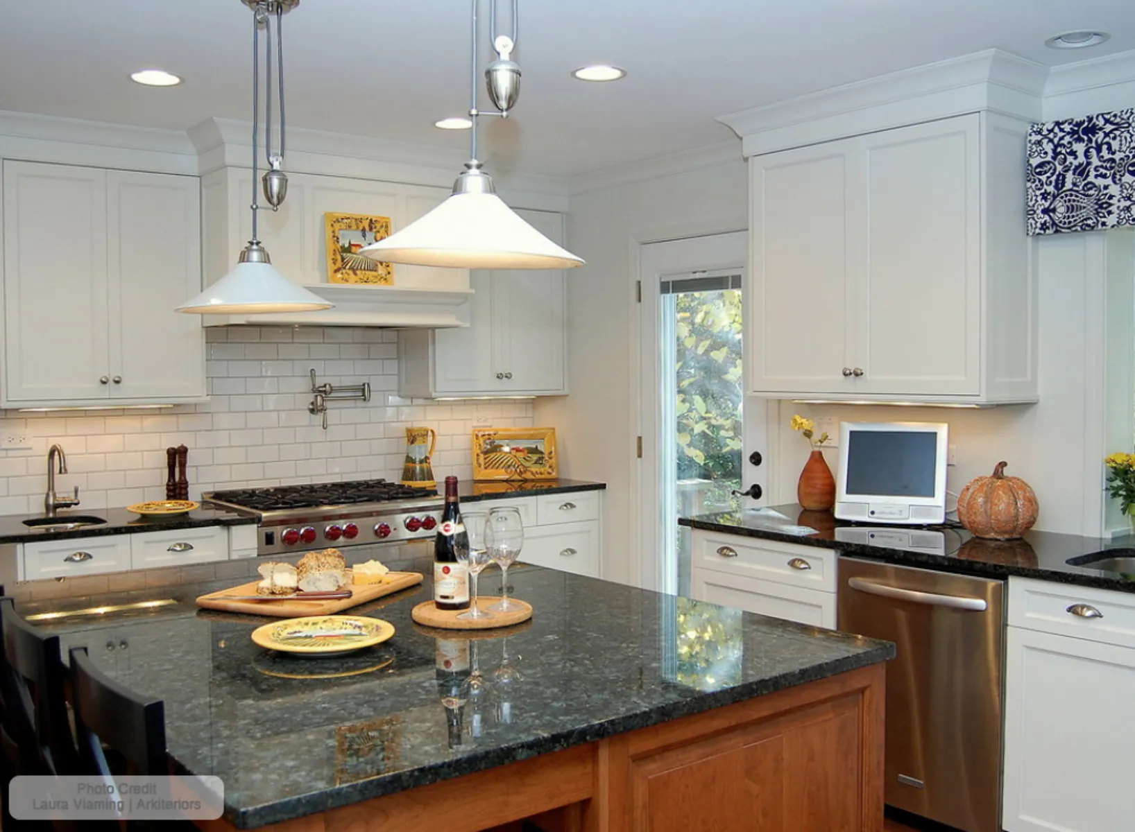 Image of installed Peacock Green Granite countertops