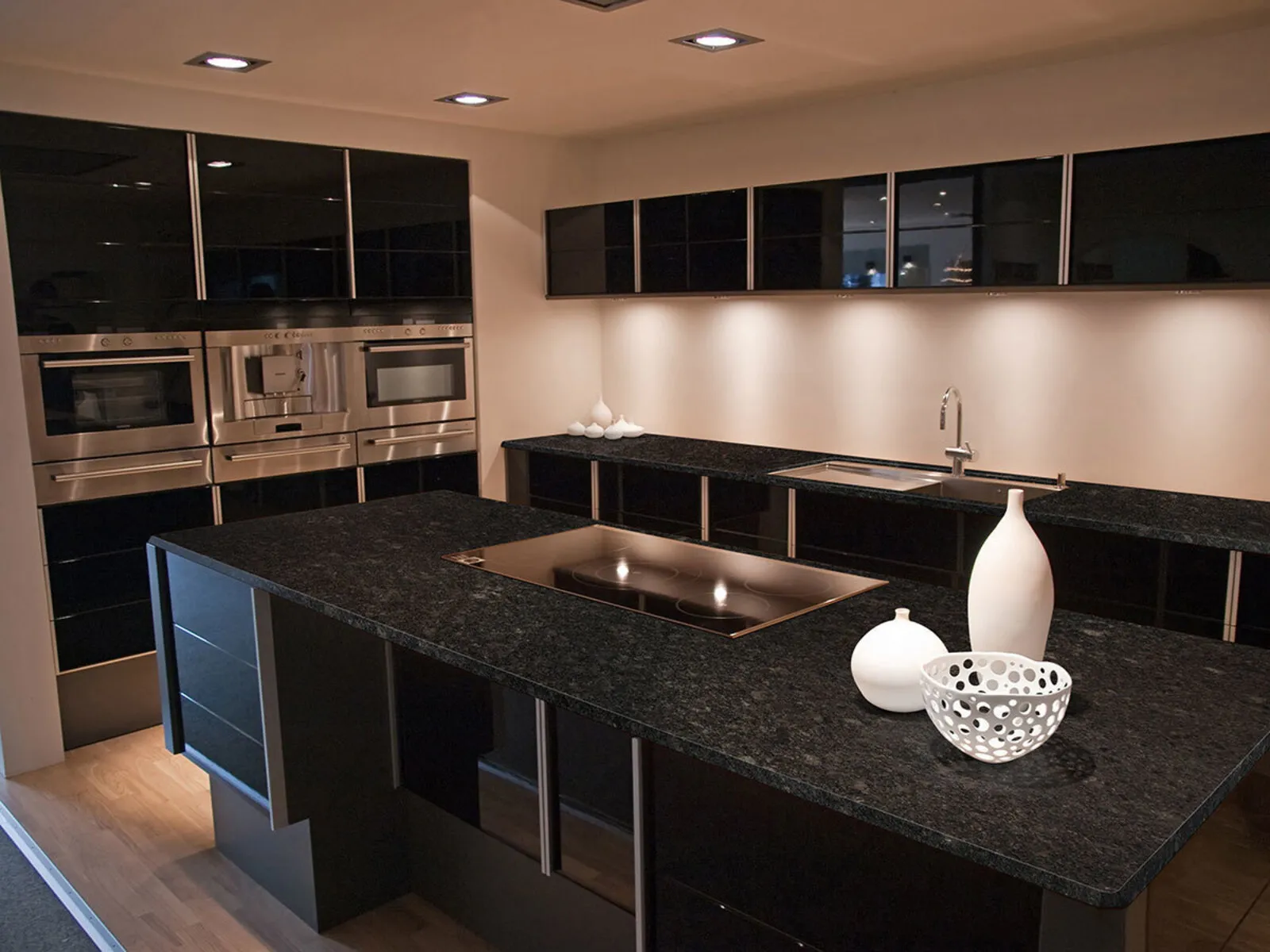 Image of installed Steel Grey Granite countertops