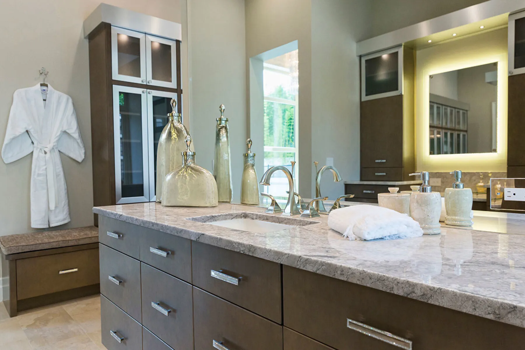 Image of installed Sunset Canyon Grey Granite countertops