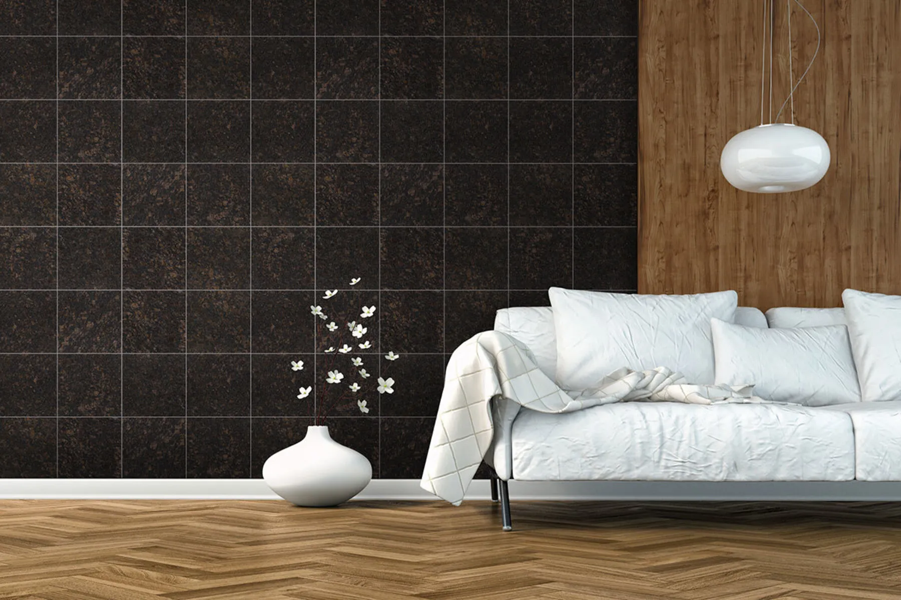 Image of installed Tan Brown Granite countertops