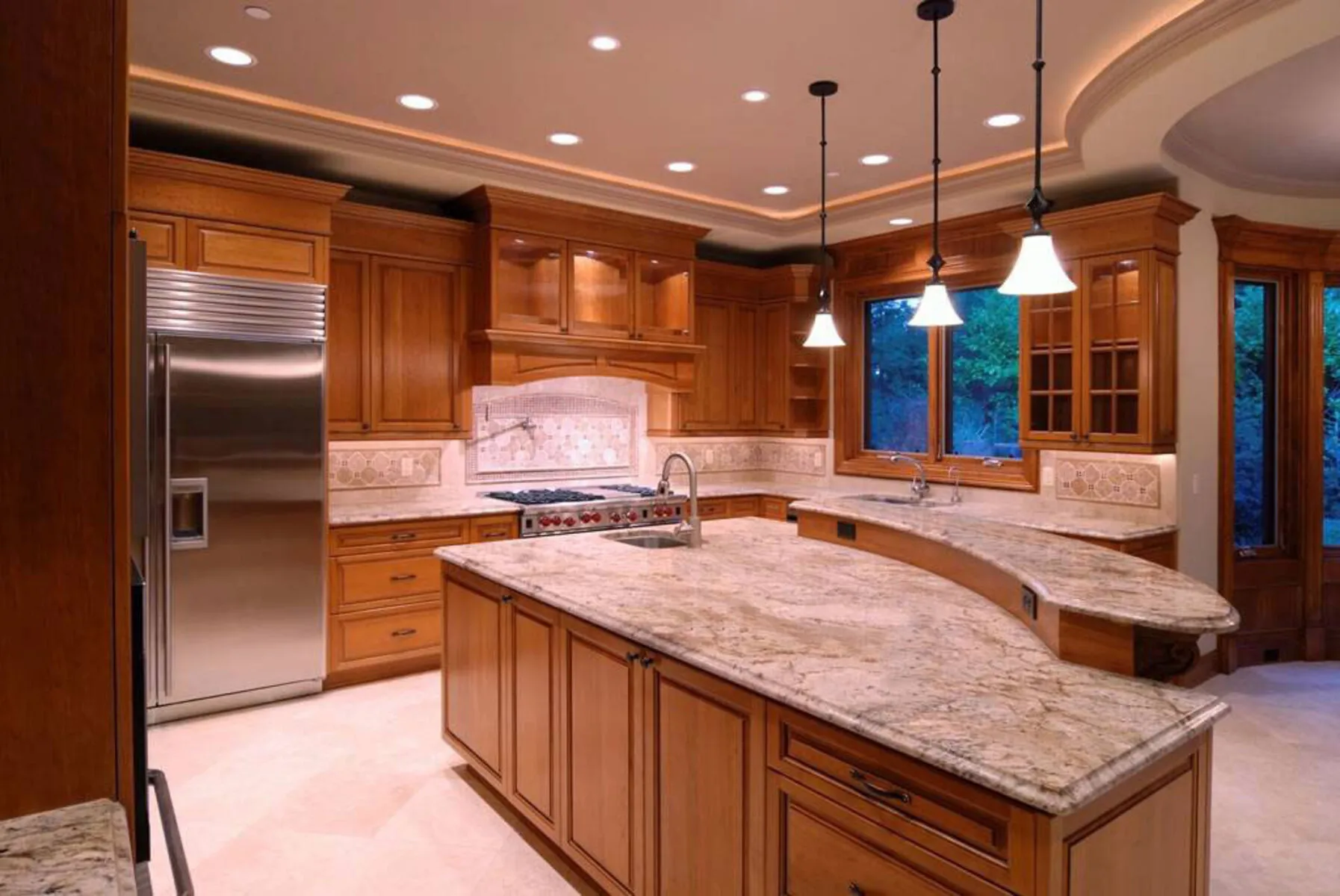 Image of installed Typhoon Bordeaux Brown Granite countertops