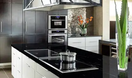 Image of installed Via Lactea Granite countertops