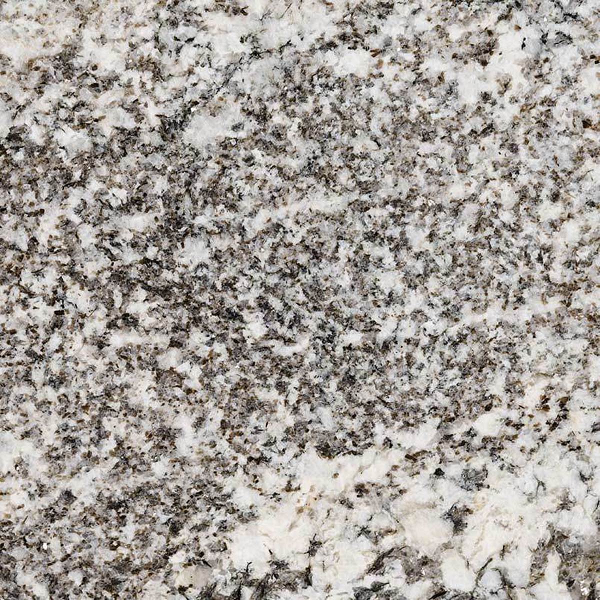Closeup image of Whisper White Grey Granite countertop slab