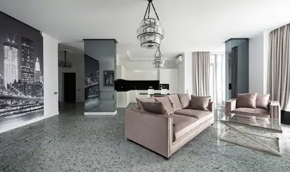 Image of installed White Napoli Grey Granite countertops