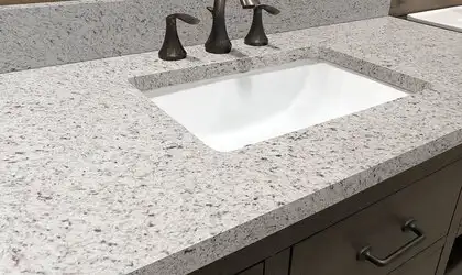 Image of installed White Ornamental Granite countertops