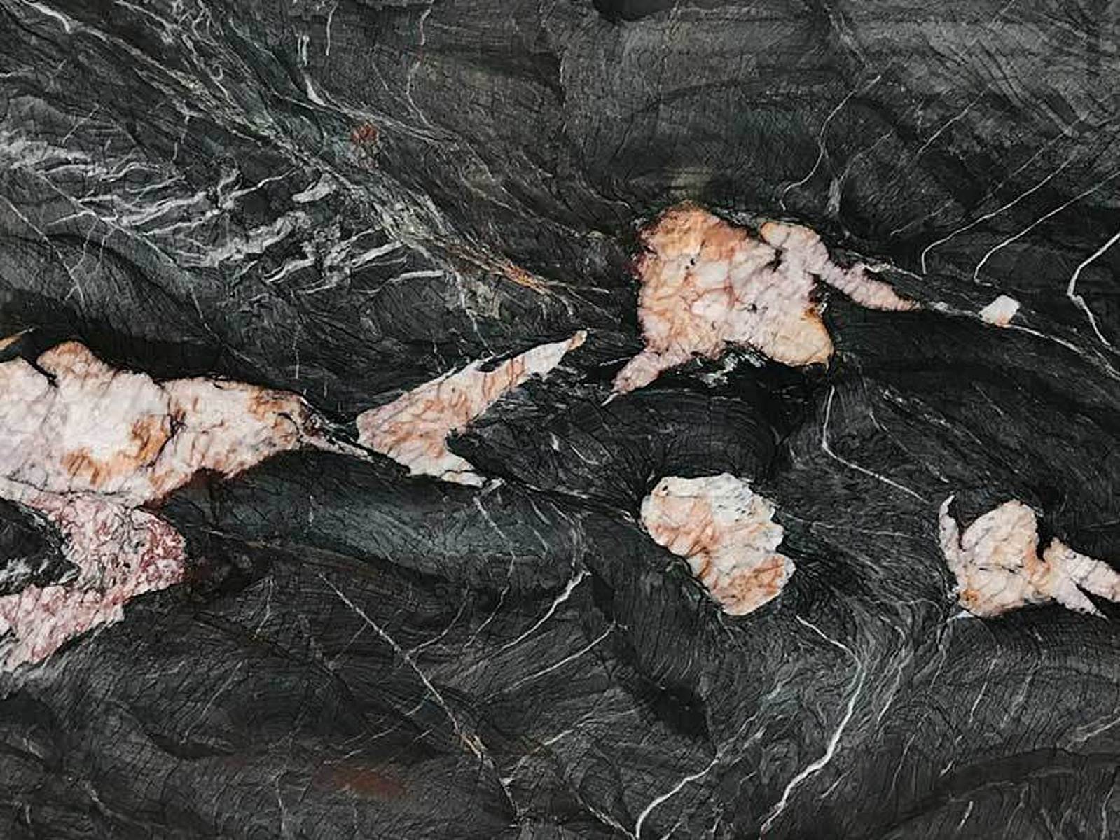 Closeup image of Crytos Black Quartzite countertop slab