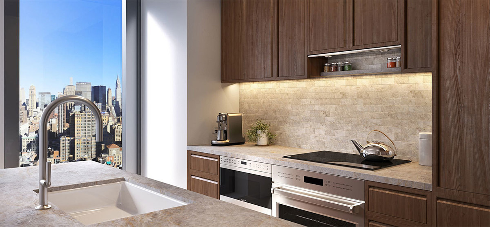 Image of installed Taj Mahal Grey Quartzite countertops