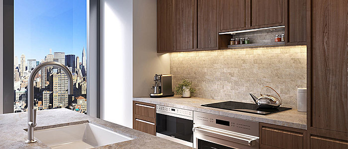 Image of installed Taj Mahal Grey Quartzite countertops