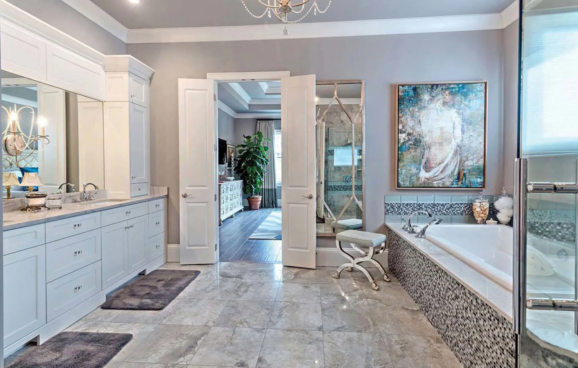 Image of installed White Macaubas Quartzite countertops