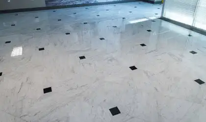 Image of installed Carrara White Marble countertops