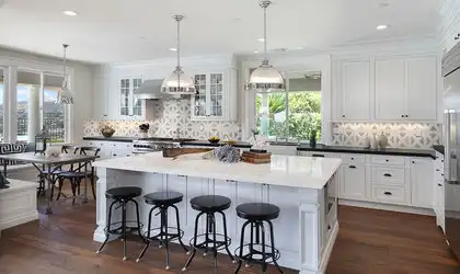 Image of installed Carrara White Marble countertops