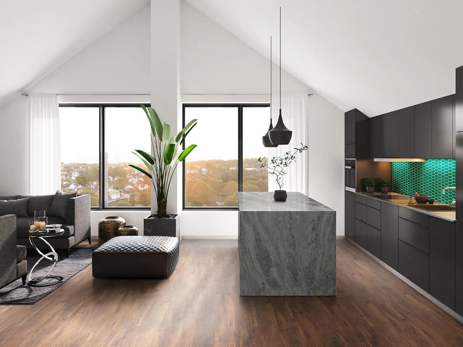 Image of installed Fantasy River Marble countertops