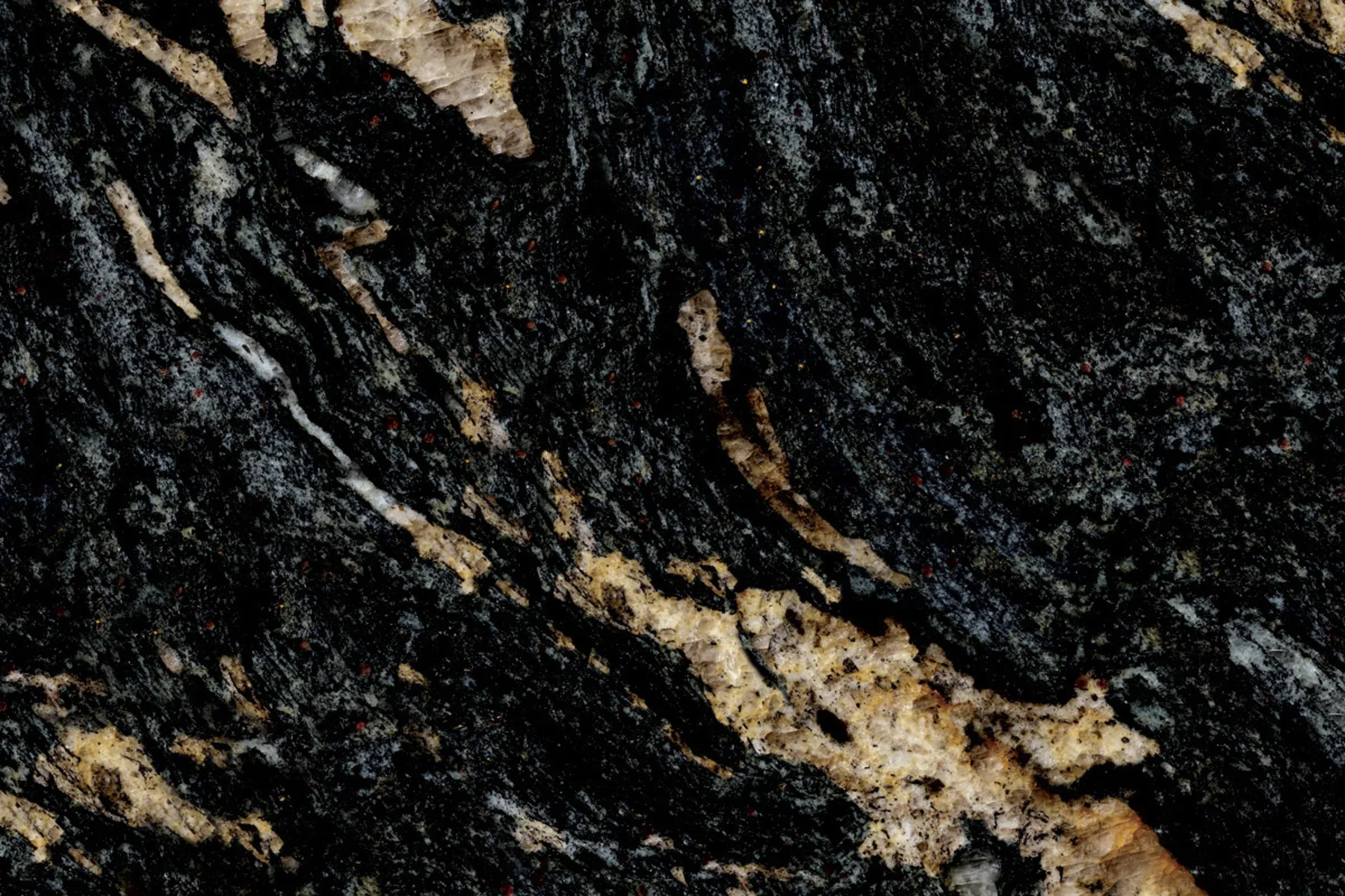 Closeup image of Black Cosmic Granite countertop slab