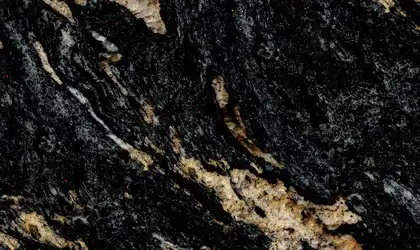 Closeup image of Black Cosmic Granite countertop slab