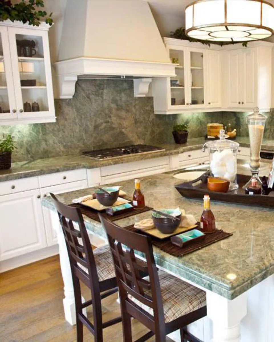 Image of installed Costa Esmeralda Granite countertops